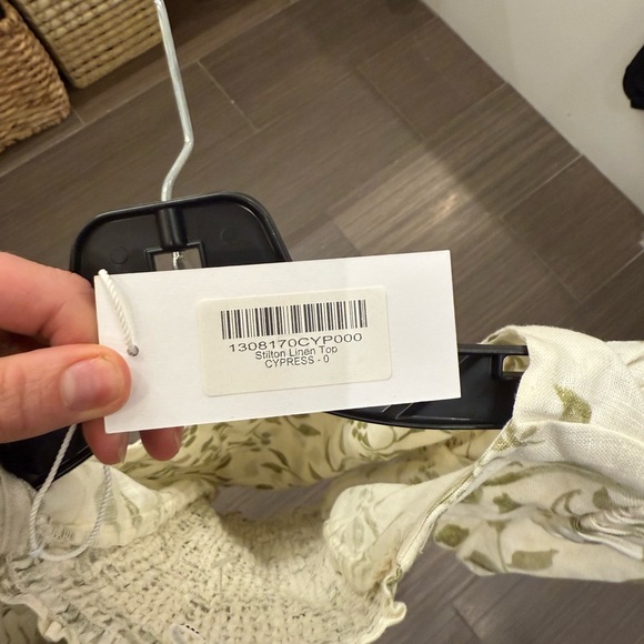 Reformation Stilton Linen Top/ floral Square Neck Blouse - Picture 6 of 6